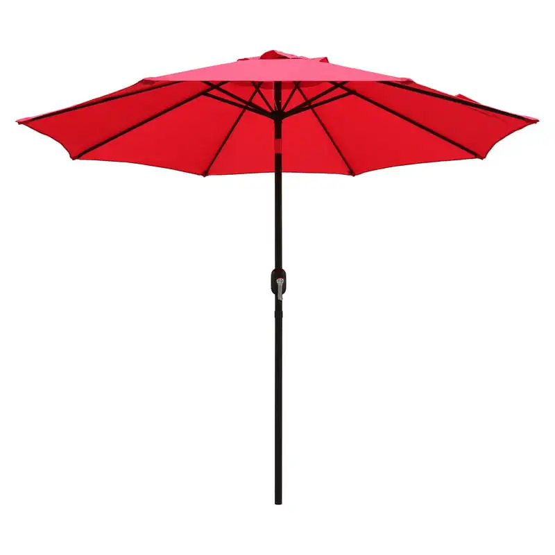 9-футовый Рыночный Зонт с рукояткой и наклоном-Red Sun Beach Umbrella Поддерживает и удерживает Комплект Дождевиков Garden Изображение 2