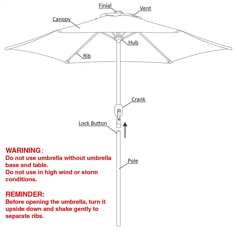 9-футовый Рыночный Зонт с рукояткой и наклоном-Red Sun Beach Umbrella Поддерживает и удерживает Комплект Дождевиков Garden Изображение 4