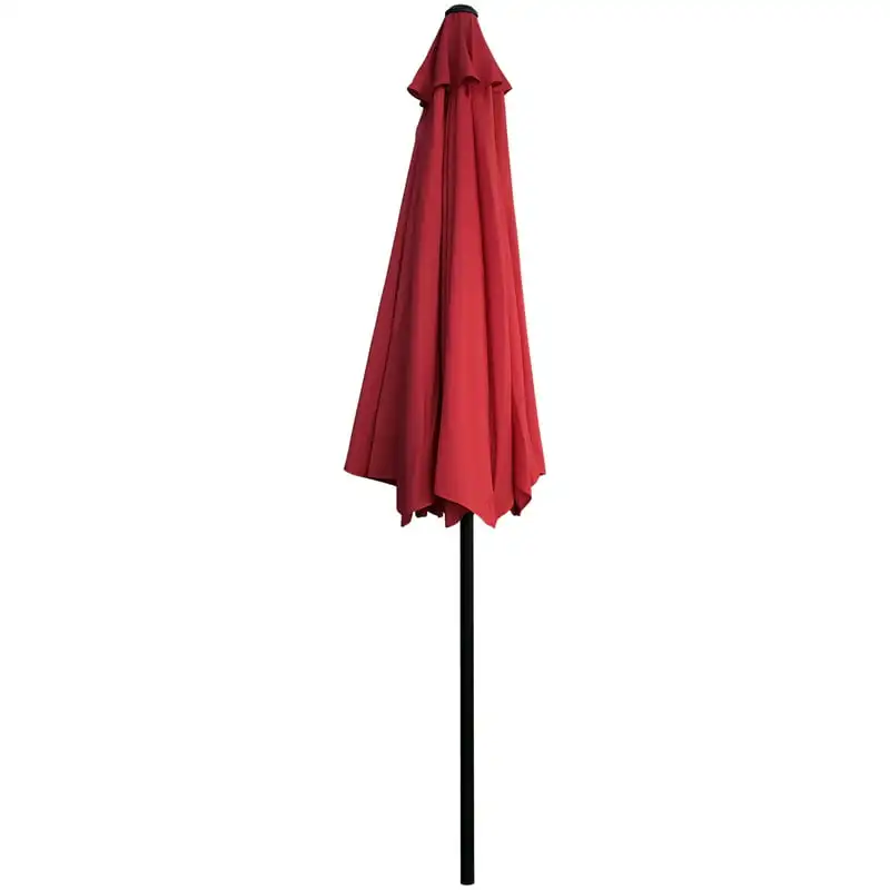 9-футовый Рыночный Зонт с рукояткой и наклоном-Red Sun Beach Umbrella Поддерживает и удерживает Комплект Дождевиков Garden Изображение 5