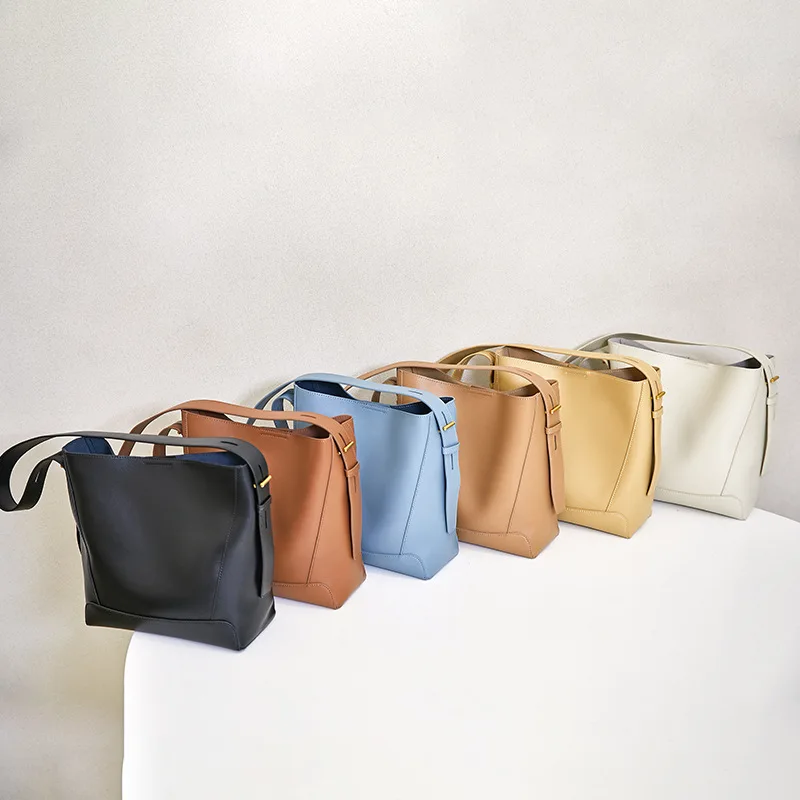 Женская сумка senior sense of commuting bucket bag 2023, новые модные кожаные женские сумки большой емкости через плечо на одно плечо Изображение 1