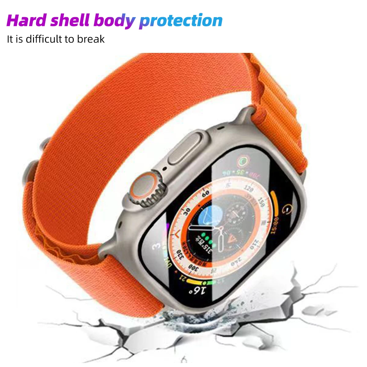 Fonken Glass + чехол для Apple Watch 8 Ultra 49 мм Smartwatch PC Case Протектор экрана бампер закаленный защитный чехол Shell Film Изображение 2