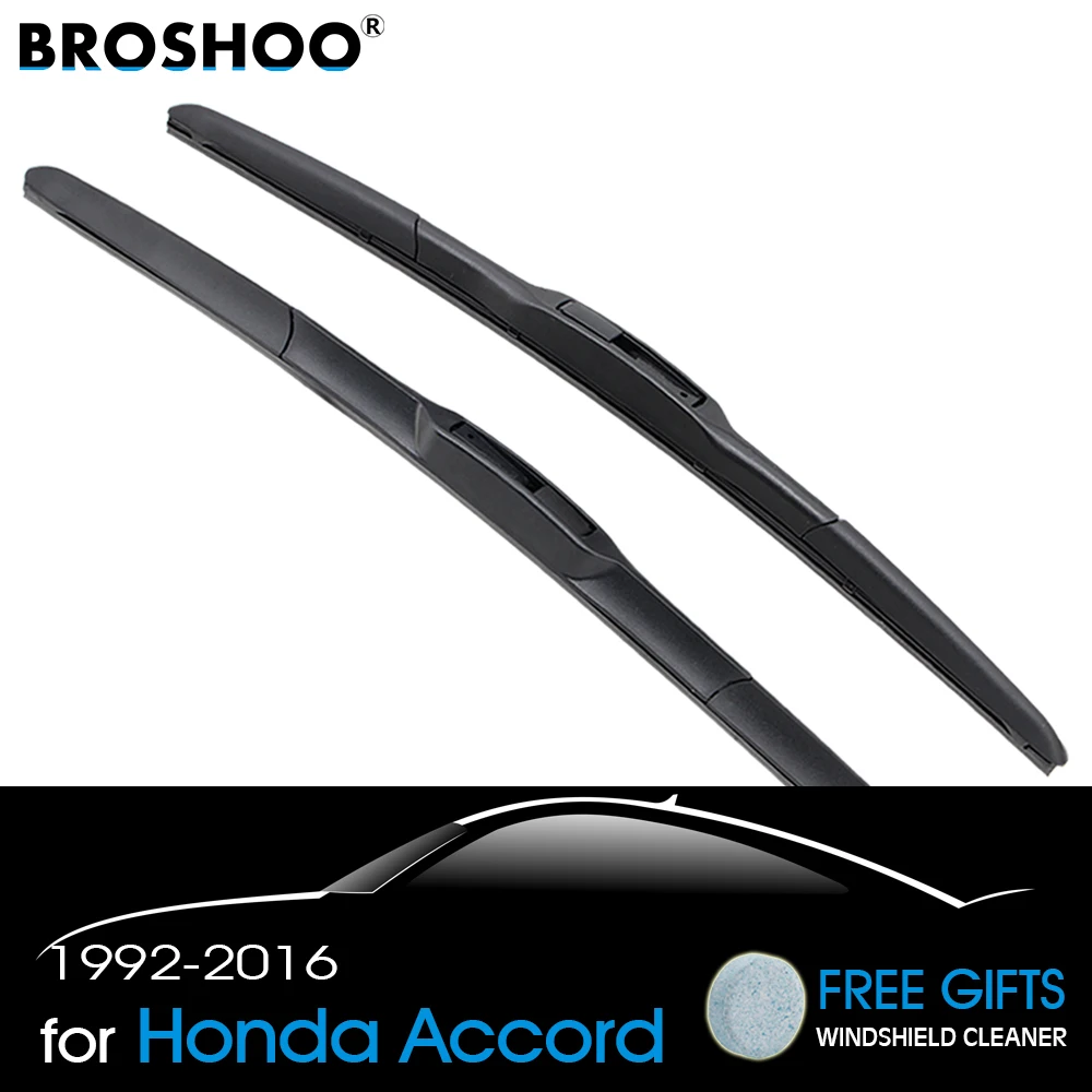 BROSHOO Auto Автомобильная щетка стеклоочистителя из натурального каучука для Honda Accord с 1992 по 2016 год, аксессуары для крепления крючков Изображение 0