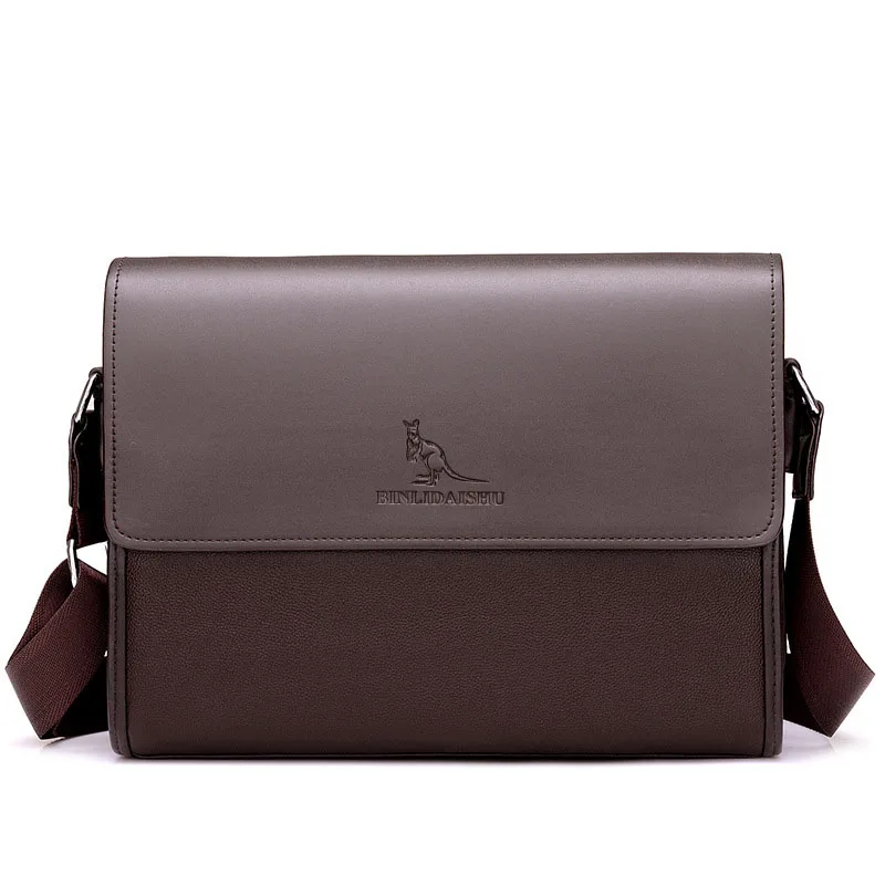 Модный Горизонтальный мужской портфель, деловая сумка через плечо, Длинная сумка для ноутбука из искусственной кожи через плечо для мужчин Изображение 0