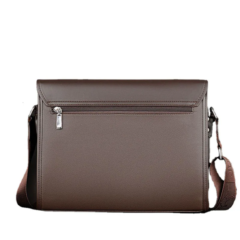 Модный Горизонтальный мужской портфель, деловая сумка через плечо, Длинная сумка для ноутбука из искусственной кожи через плечо для мужчин Изображение 4