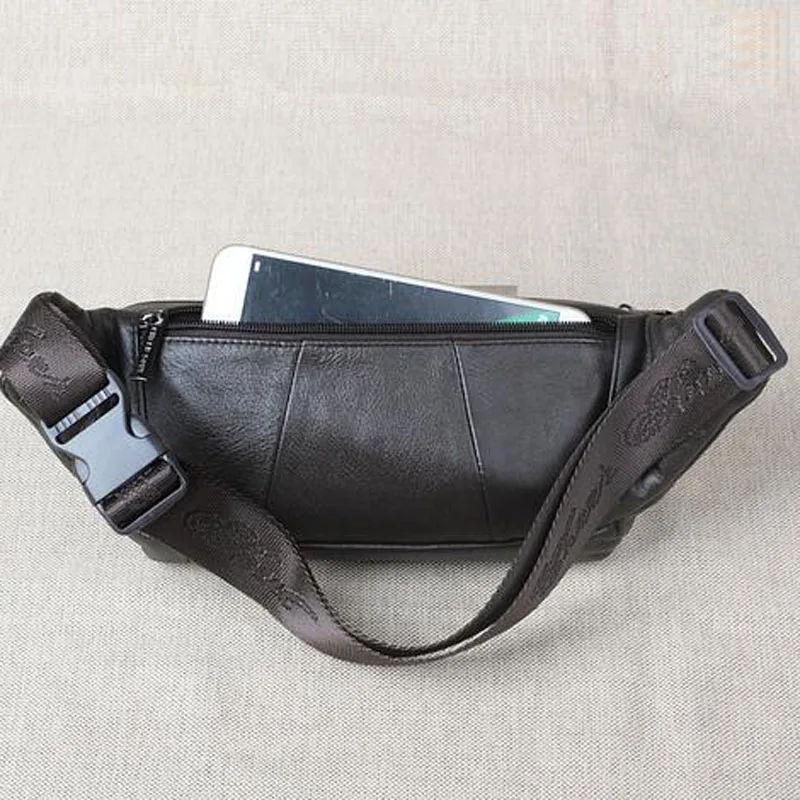 Мужские сумки, поясная сумка из натуральной кожи для мужчин, сумка для мобильного телефона, Модная поясная сумка для путешествий, сумки-мессенджеры на плечо Изображение 2