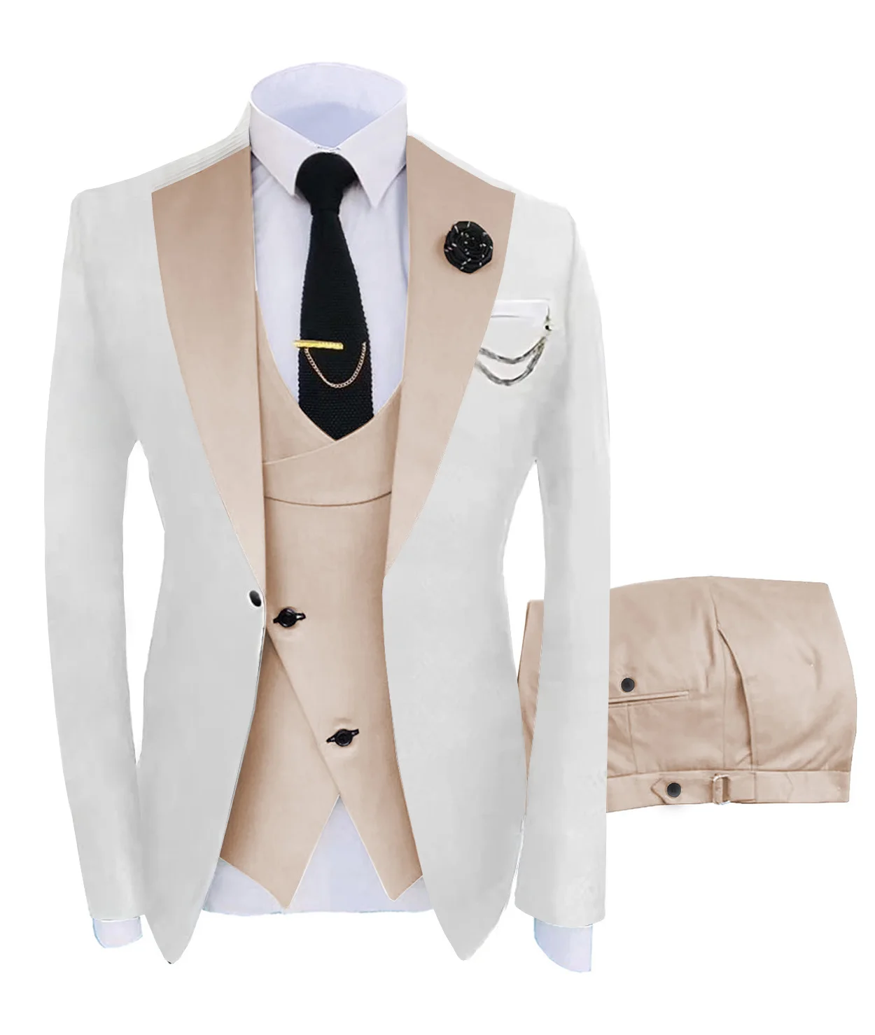 (Куртка + жилет + Брюки) Костюмы для мужчин 2023, Повседневный деловой костюм, высококлассный Социальный официальный костюм, комплект из 3 предметов, Жених, Свадебные мужские Изображение 0