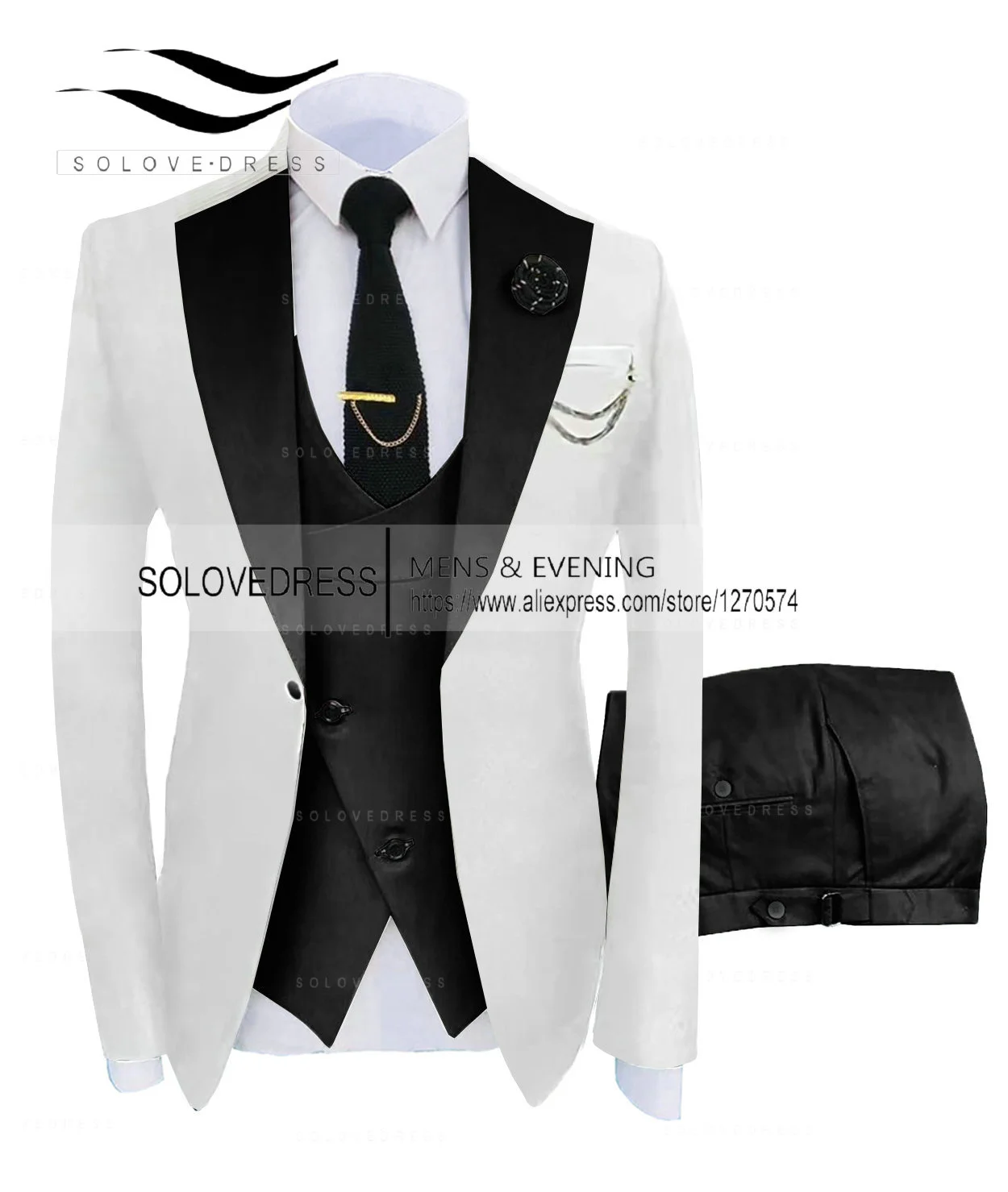 (Куртка + жилет + Брюки) Костюмы для мужчин 2023, Повседневный деловой костюм, высококлассный Социальный официальный костюм, комплект из 3 предметов, Жених, Свадебные мужские Изображение 1