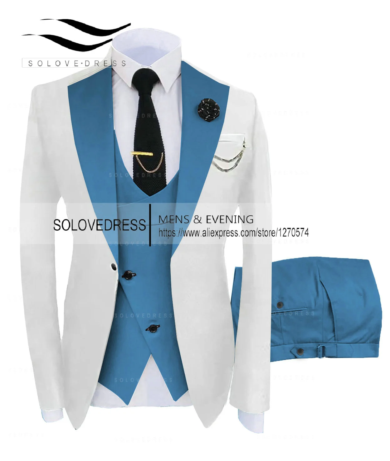 (Куртка + жилет + Брюки) Костюмы для мужчин 2023, Повседневный деловой костюм, высококлассный Социальный официальный костюм, комплект из 3 предметов, Жених, Свадебные мужские Изображение 2