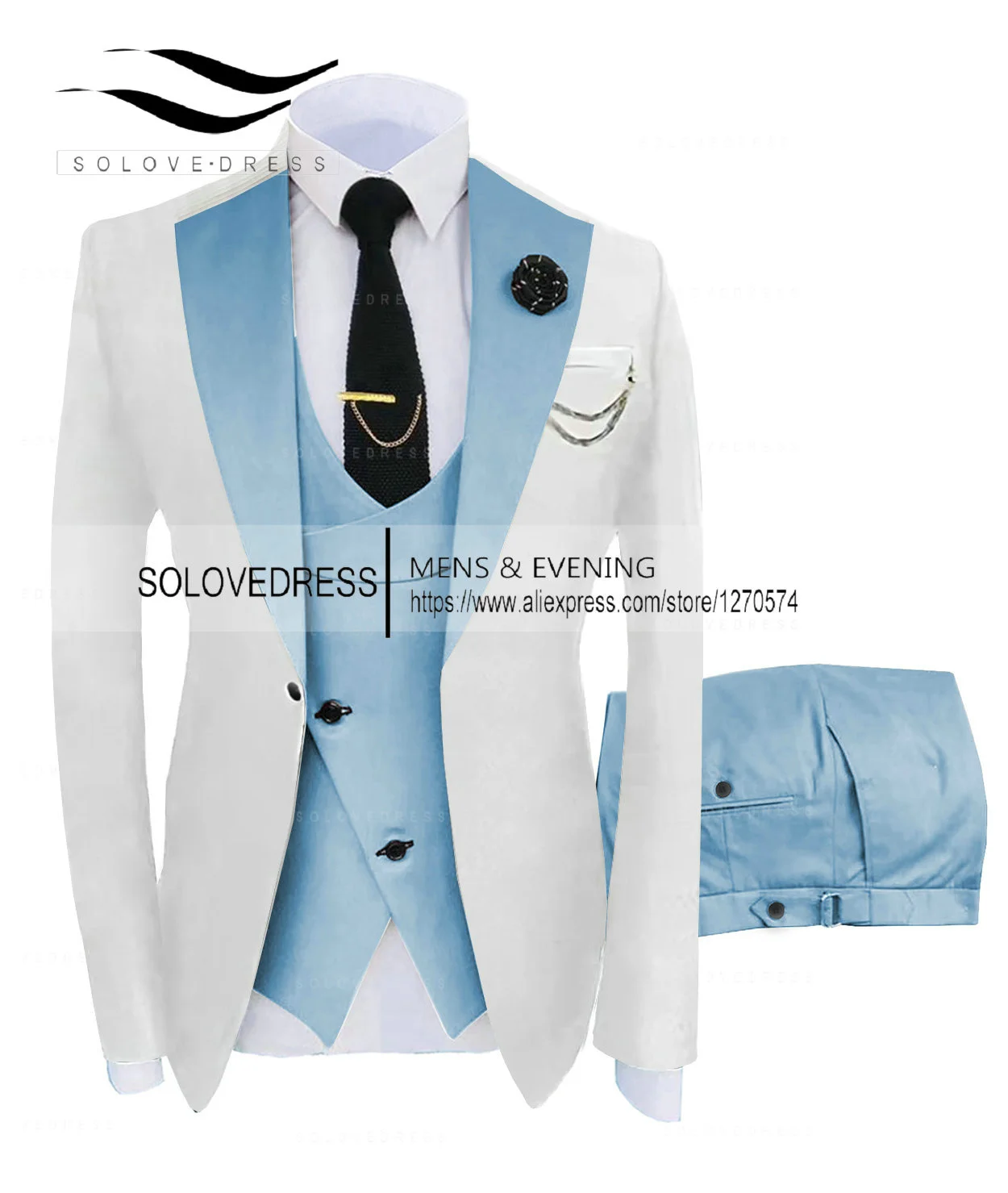 (Куртка + жилет + Брюки) Костюмы для мужчин 2023, Повседневный деловой костюм, высококлассный Социальный официальный костюм, комплект из 3 предметов, Жених, Свадебные мужские Изображение 3