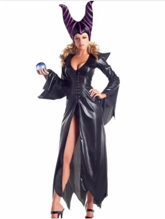 Костюм Ведьмы Малефисенты Для взрослых Женщин, Маскарадное Платье Королевы Темной Волшебницы на Хэллоуин Изображение 0