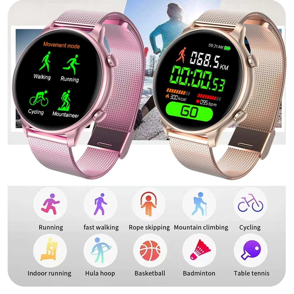 Смарт-часы 2022 с экраном HD 360 * 360, Умные часы Для женщин и мужчин, IP67, Водонепроницаемые Часы с пульсометром для Android iOS Samsung Изображение 3