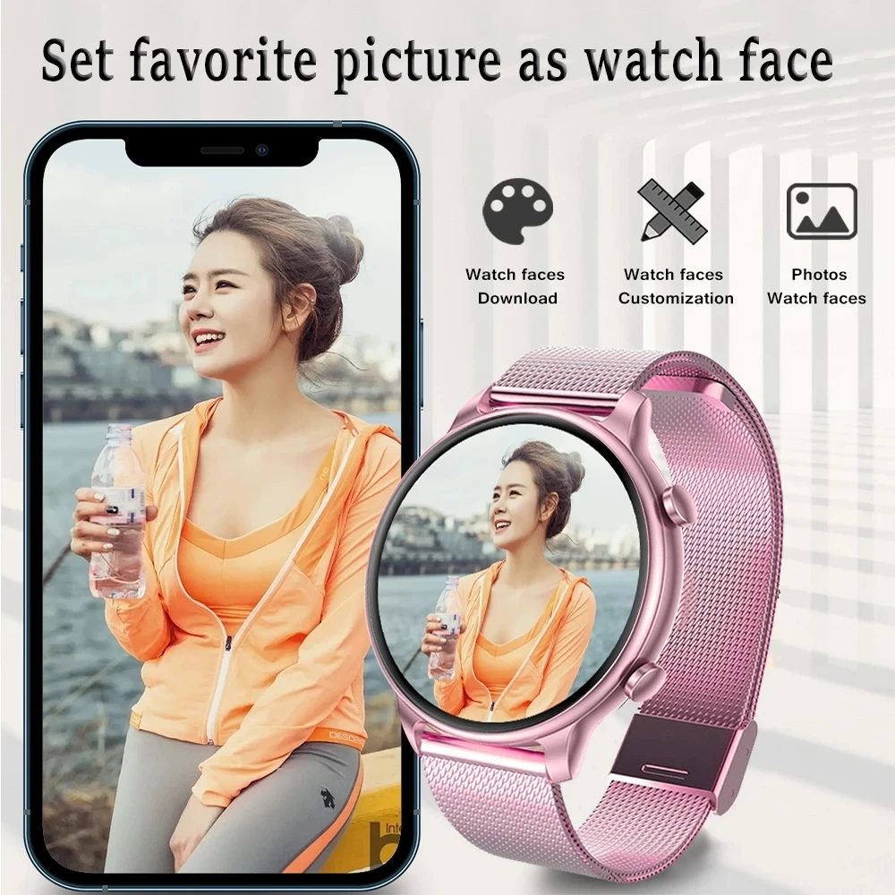 Смарт-часы 2022 с экраном HD 360 * 360, Умные часы Для женщин и мужчин, IP67, Водонепроницаемые Часы с пульсометром для Android iOS Samsung Изображение 5