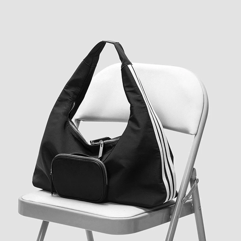 Облачная сумка, нейлоновая сумка-бутот, простая сумка для отдыха в спортивном стиле, сумка для фитнеса, студенческая большая сумка на одно плечо Изображение 4