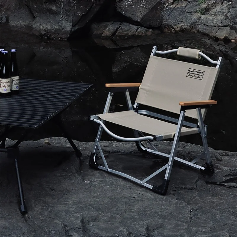 Легкий стул для рыбалки, пляжные стулья из алюминиевого сплава, дышащий износостойкий стул для альпинизма, противоскользящая мебель для путешествий Изображение 0