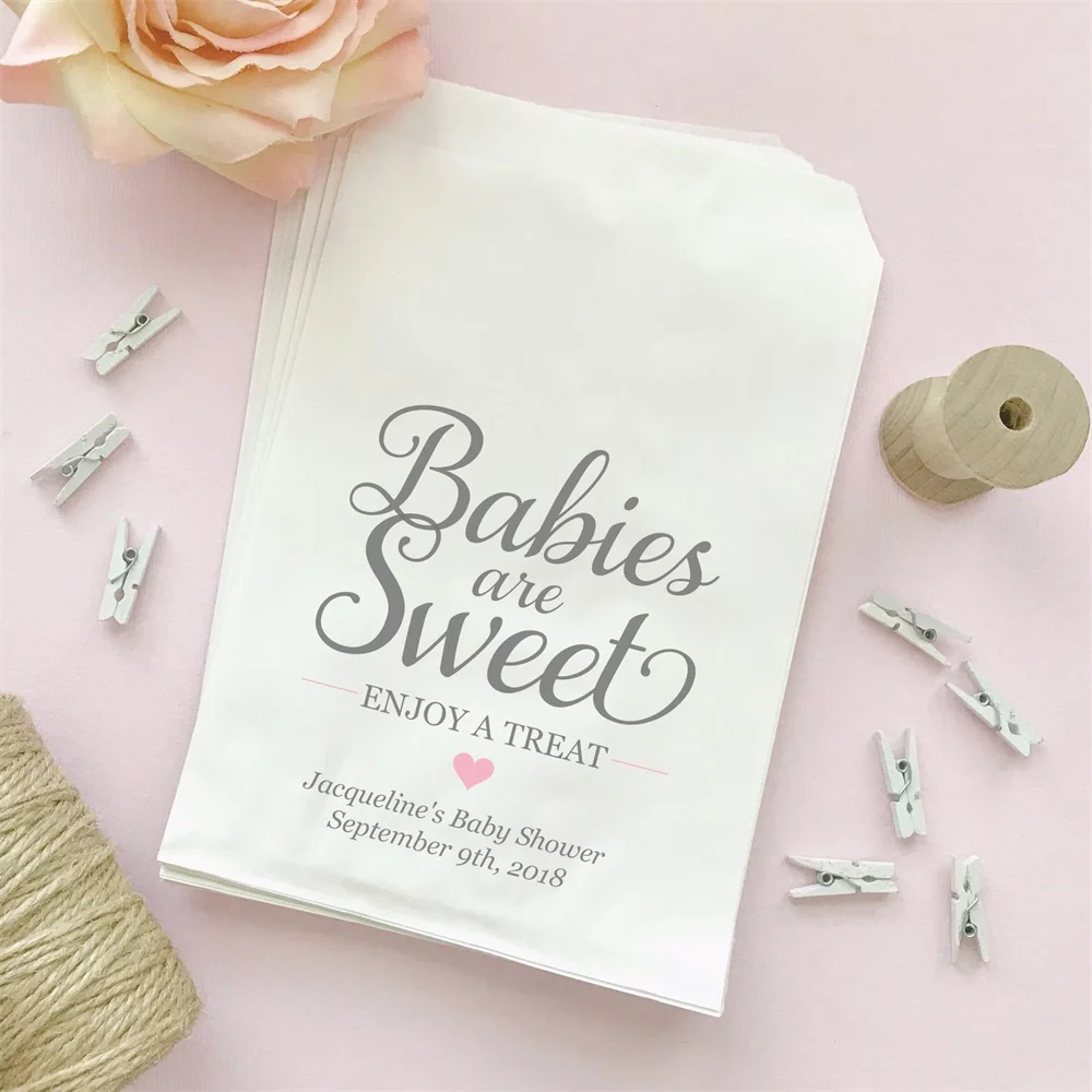 50 Пользовательских сумок Babies are sweet - Сумки Babies are sweet с угощением - Сумки для конфет для душа ребенка - Сумки для угощений для душа ребенка Изображение 0