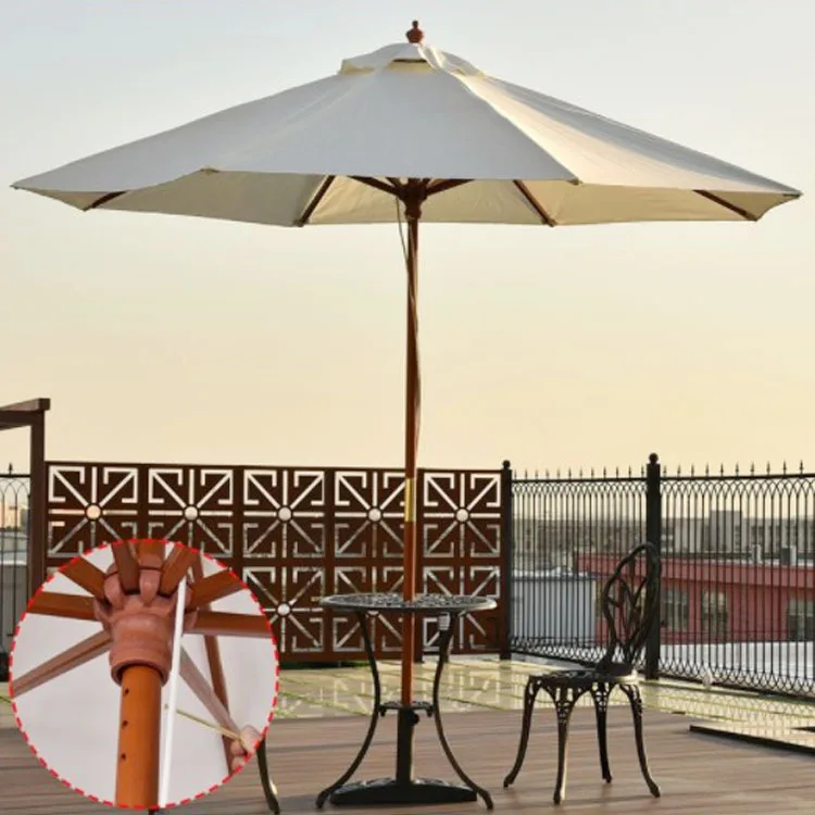 Производители оптом натягивают на веревку 2,7-метровый зонт-колонна, зонты от солнца на открытом воздухе, деревянные тени для сада во внутреннем дворе Изображение 1