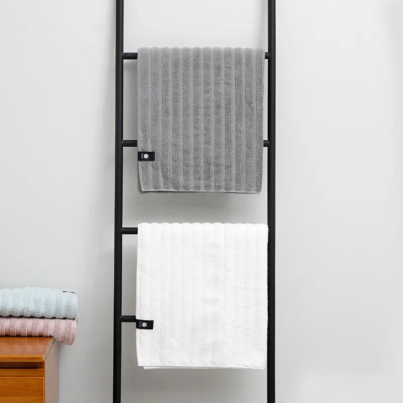 70x140 см, Впитывающее Банное полотенце из 100% хлопка, Однотонная полосатая мочалка для ванной Комнаты, супер Мягкая Мочалка Изображение 0
